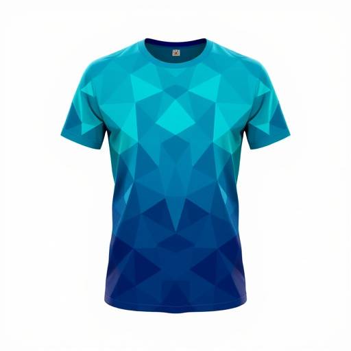 Camiseta com padrão geométrico moderno em tons de azul e verde